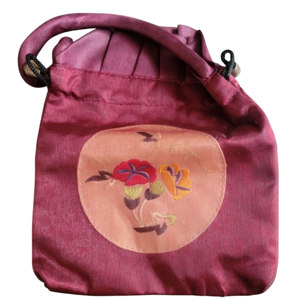 Floral Embroidered Bag - Purple
